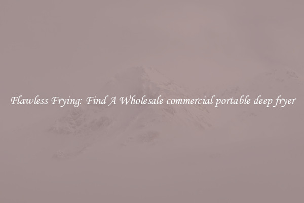 Flawless Frying: Find A Wholesale commercial portable deep fryer